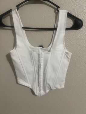 White Women's Structured Corset Tank Top